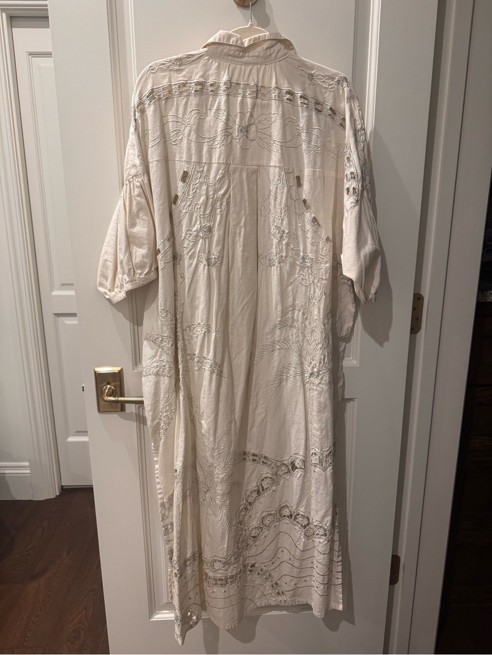 Free People Cream Embroidered Button-Front Maxi Dress - Picture 2 of 4